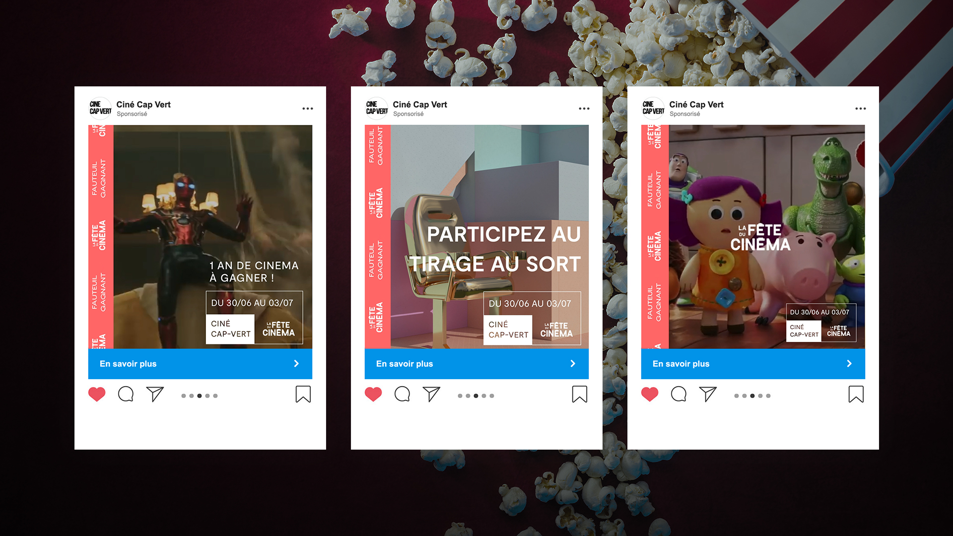 publication social media ads instagram pour le cinema gaumont pathe