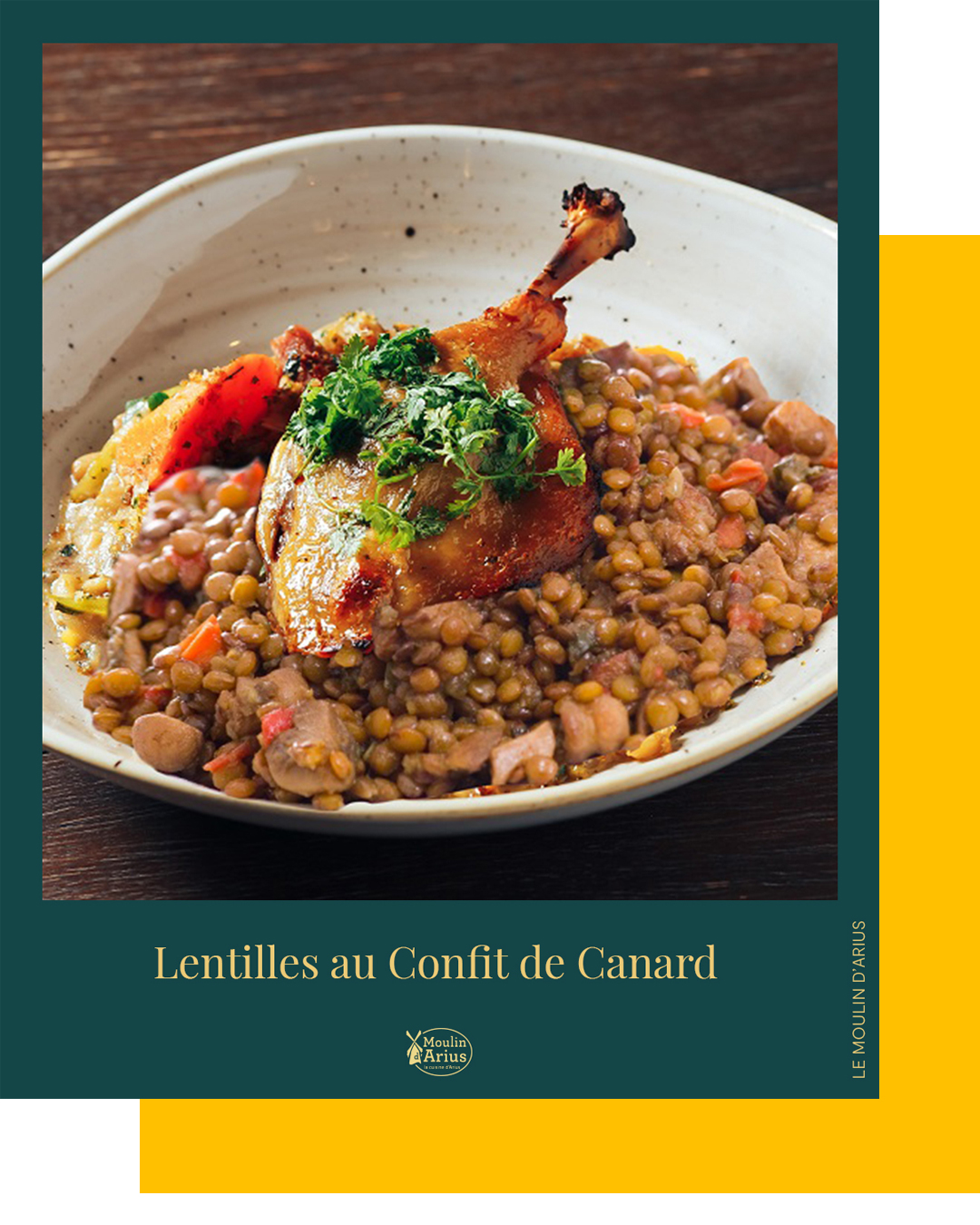 création visuelle pour les lentilles au canard du moulin d arius